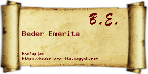 Beder Emerita névjegykártya